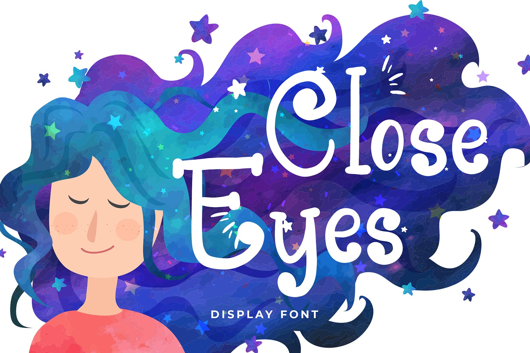 Close Eyes Playful Display Font cover image.