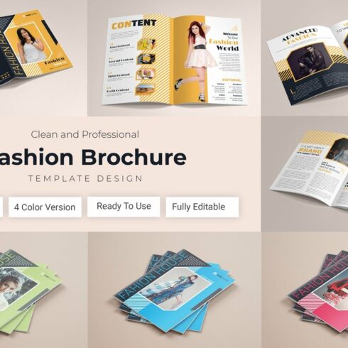 Fashion Magazine Brochure Template cover image.