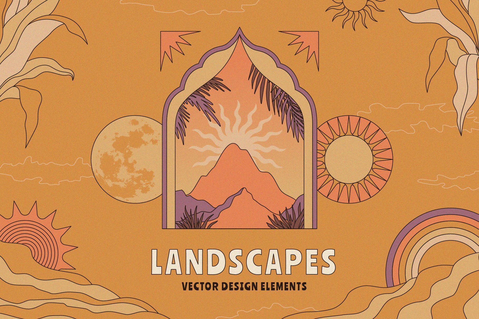 Landscapes - vector design elements cover image.
