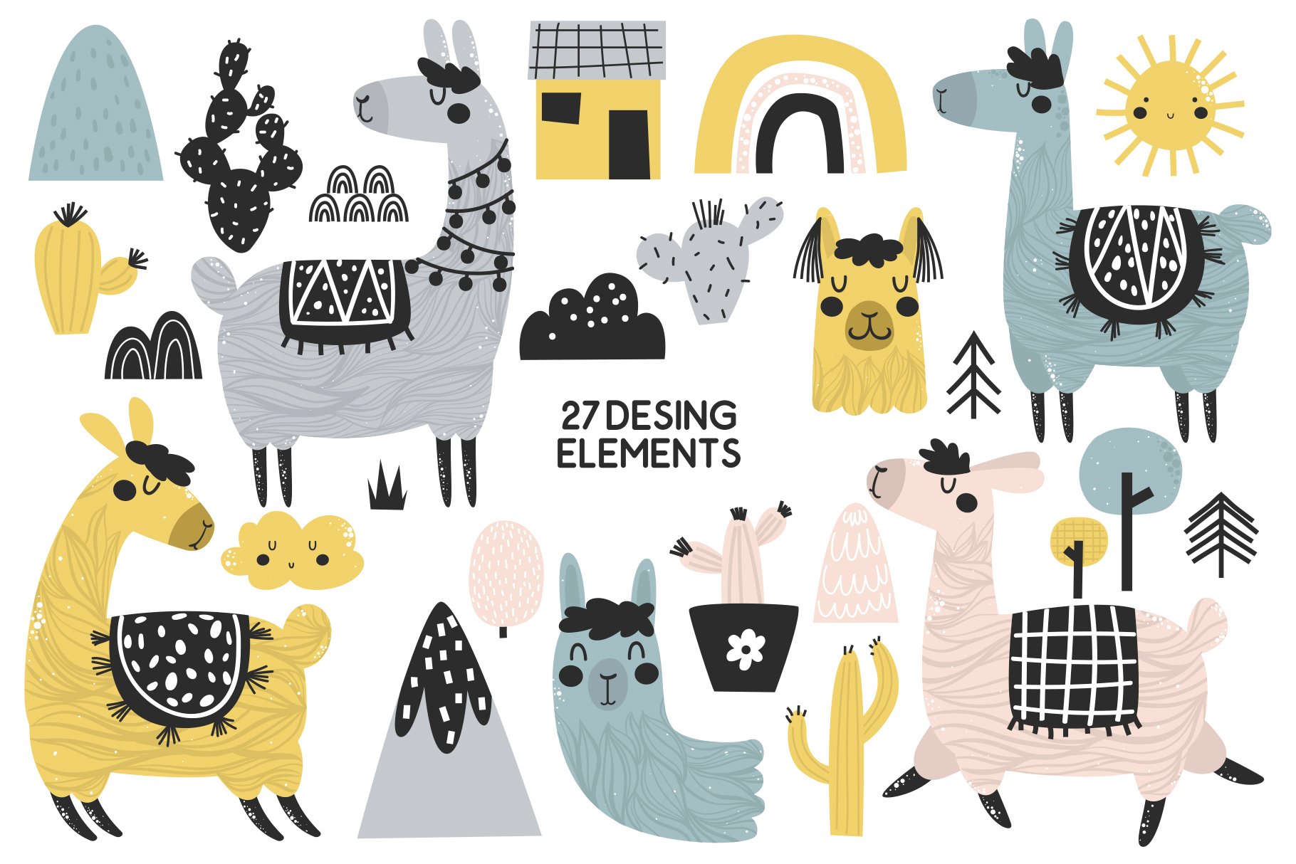 Hello Llama - Patterns, Vector preview image.