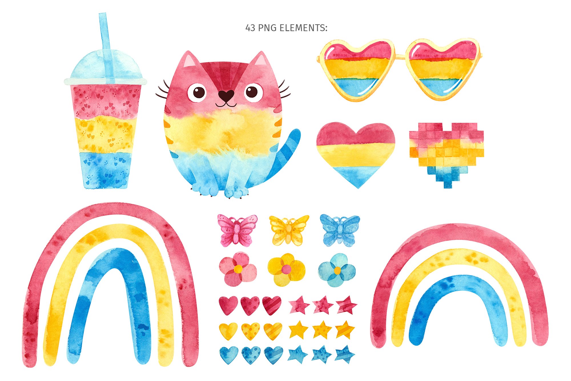 Pansexual pride clipart & patterns preview image.