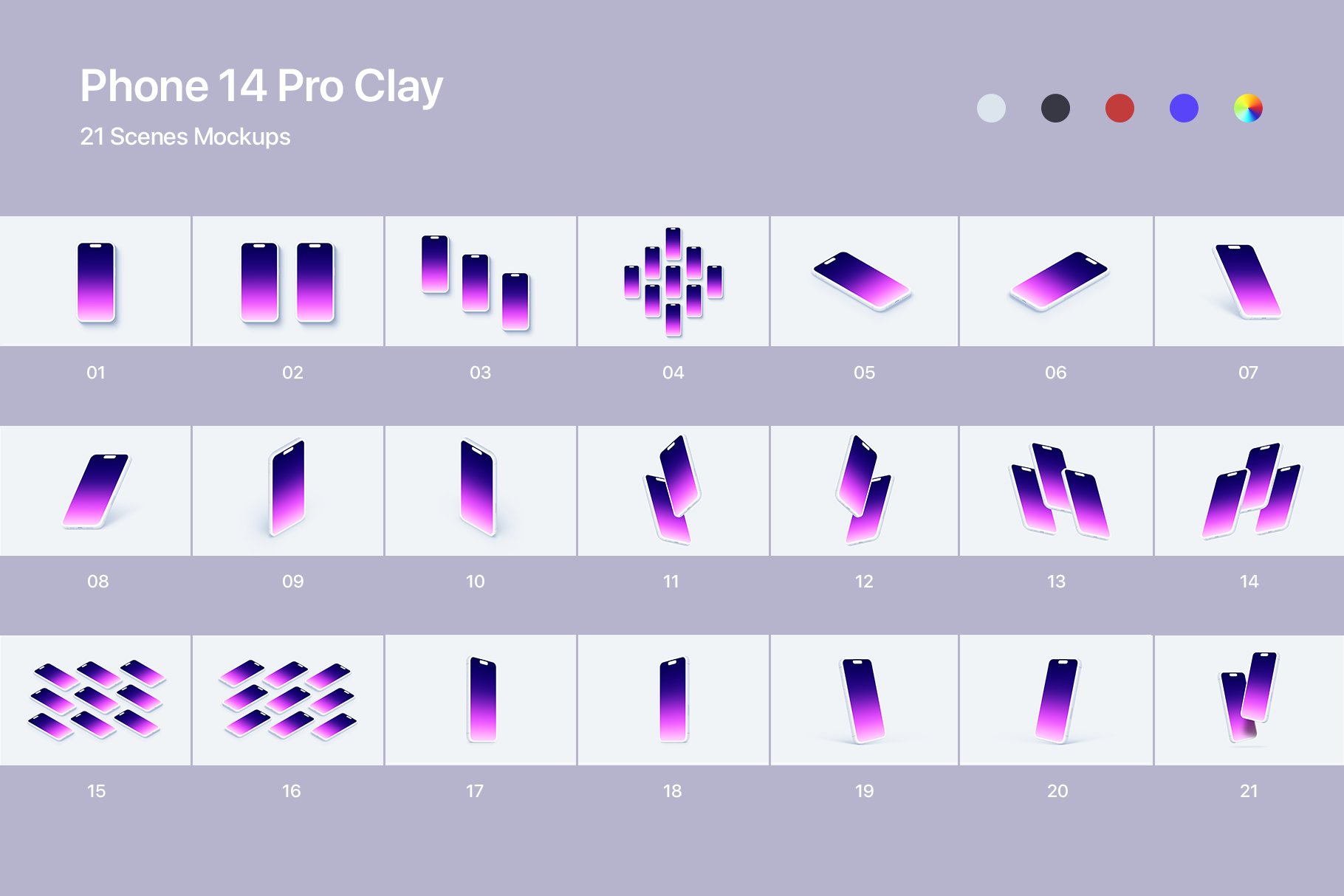 Phone 14 Pro - 21 Clay Mockups preview image.