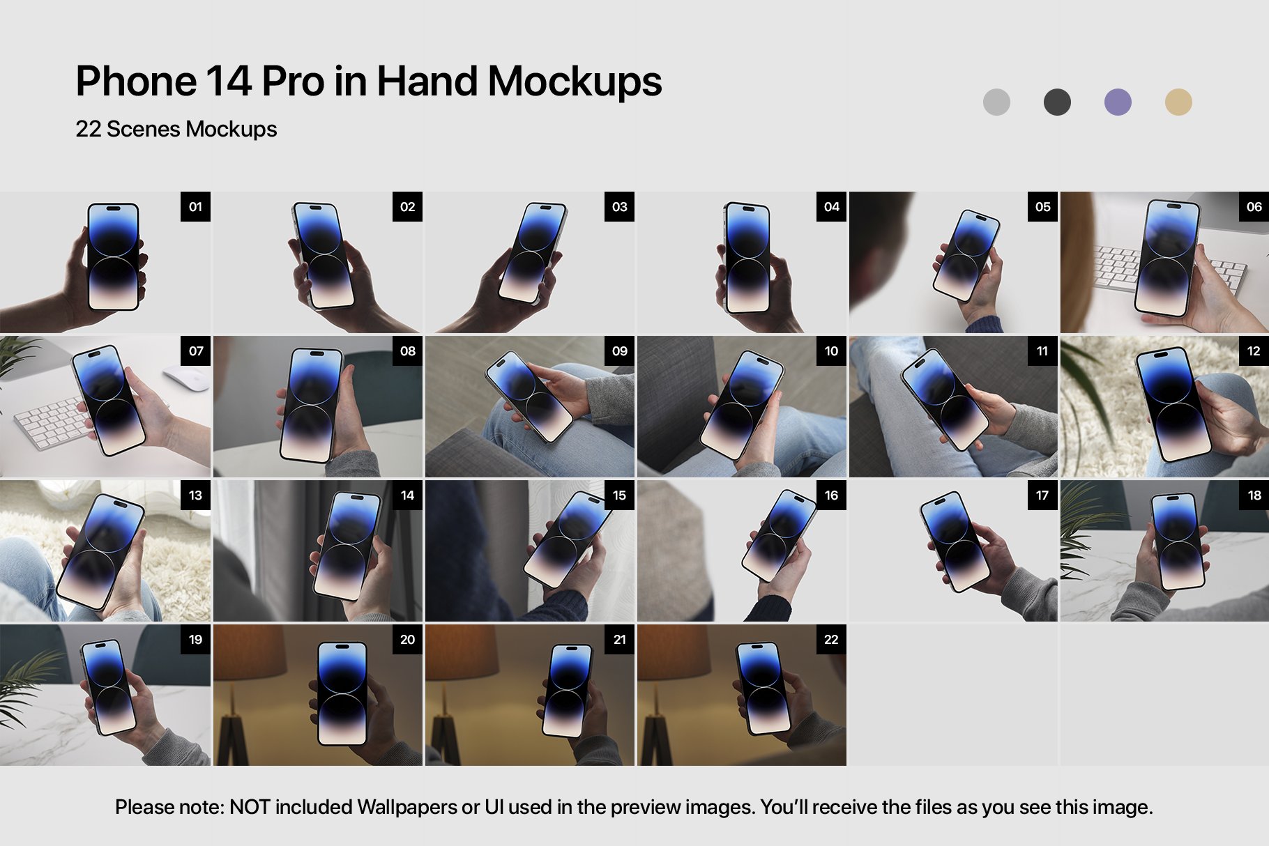 22 Phone 14 Pro In Hand Mockups preview image.