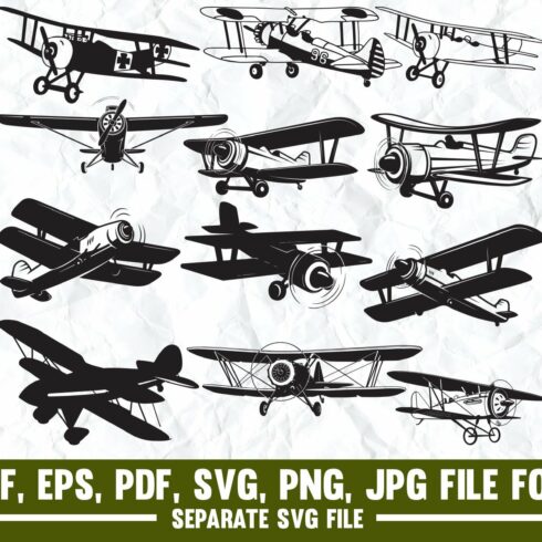 Biplane,airplane,aircraft,plane svg cover image.