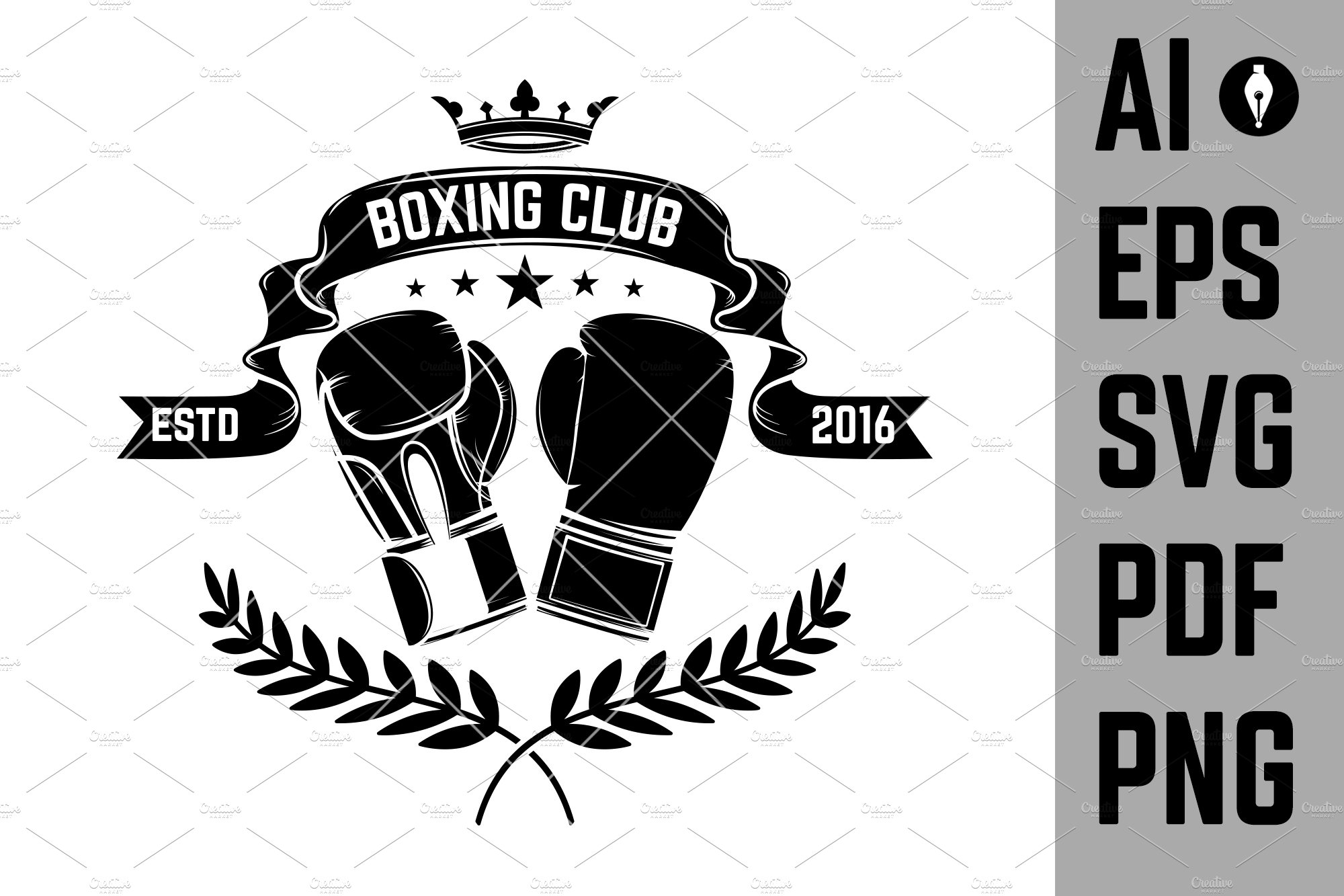 Set of the boxing club labels SVG preview image.