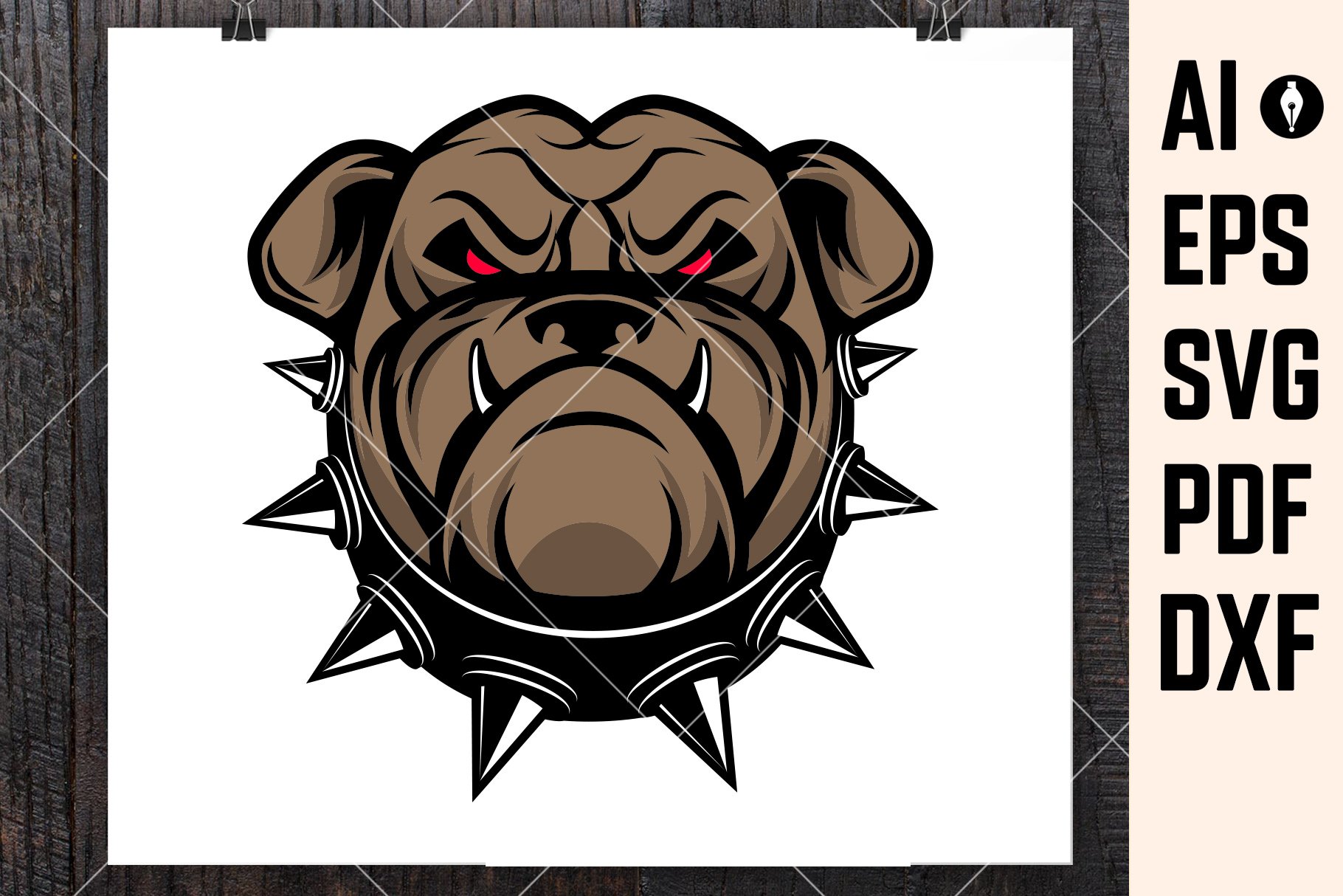 Illustration of Bulldog Head, Dog preview image.