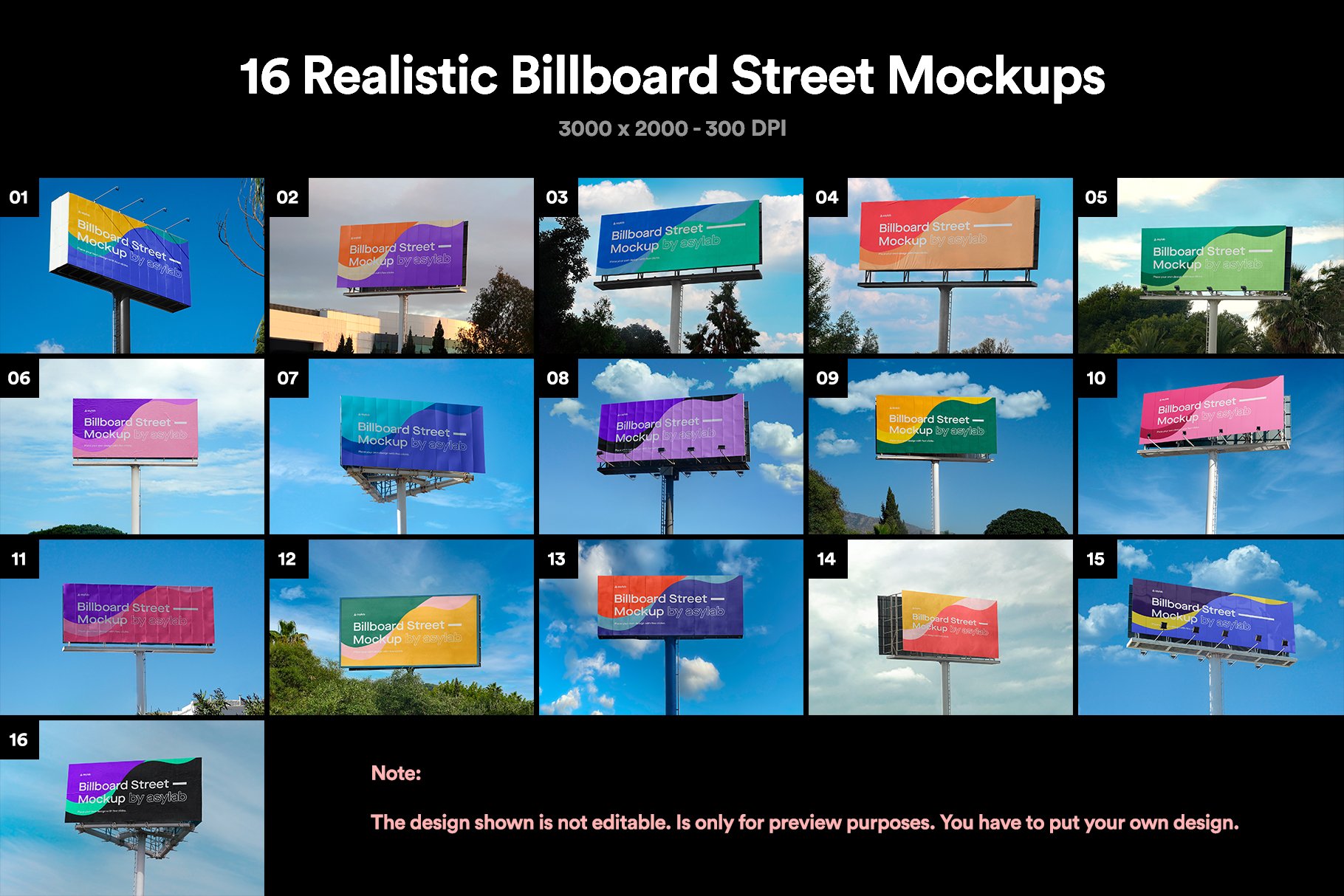 16 Billboard Street Mockups - PSD preview image.