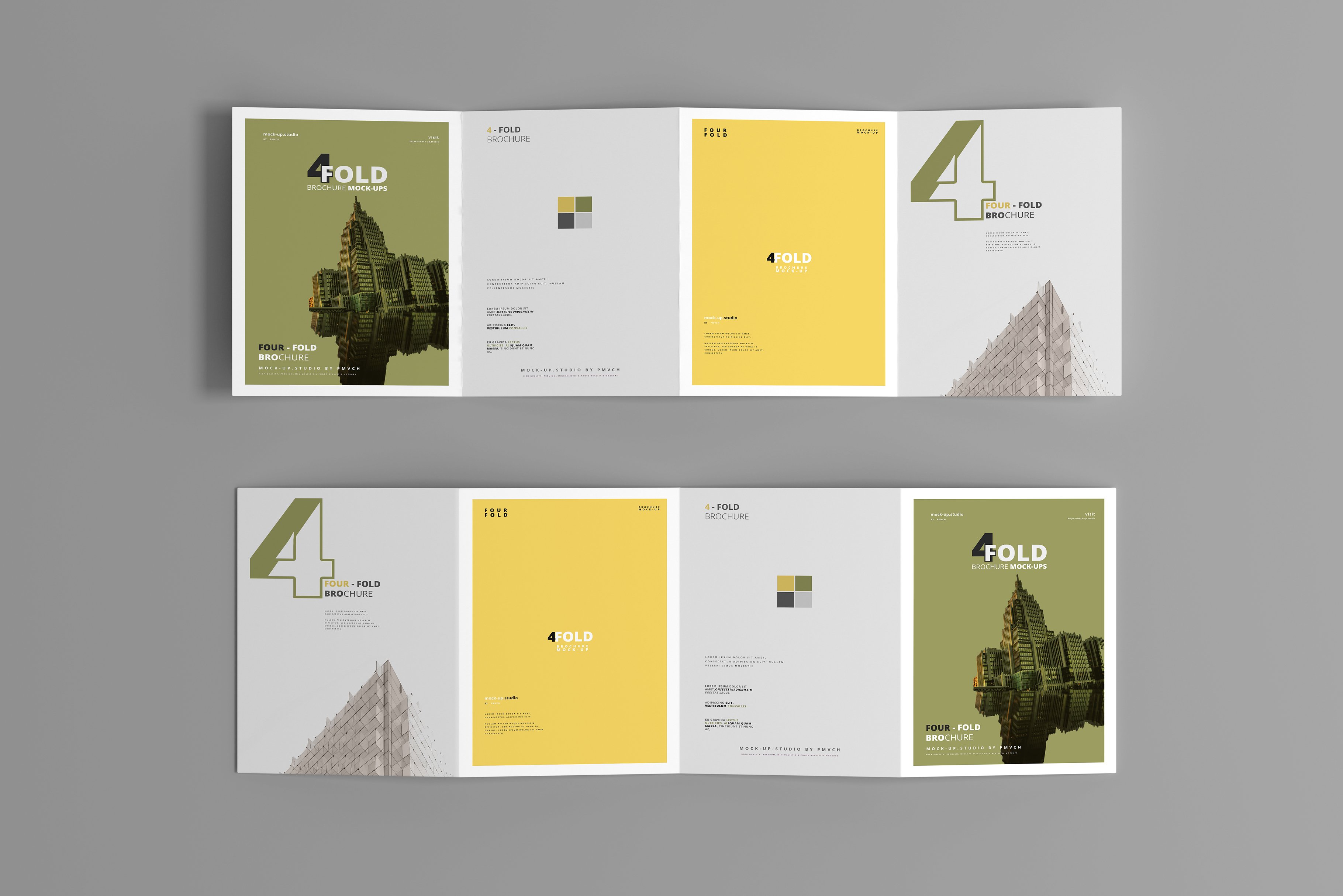 A4 Four Fold Brochure Mockups preview image.