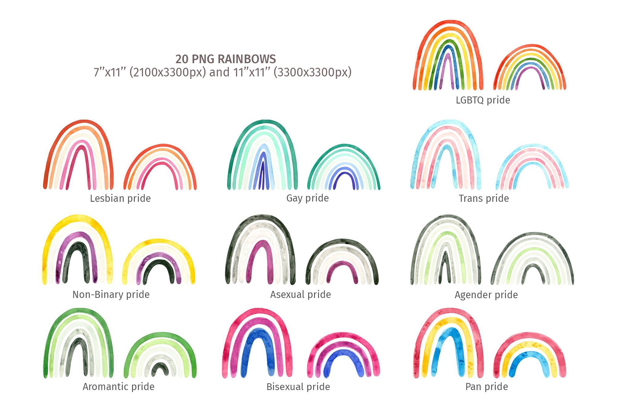 LGBTQIA Rainbow Clipart and Pattern preview image.
