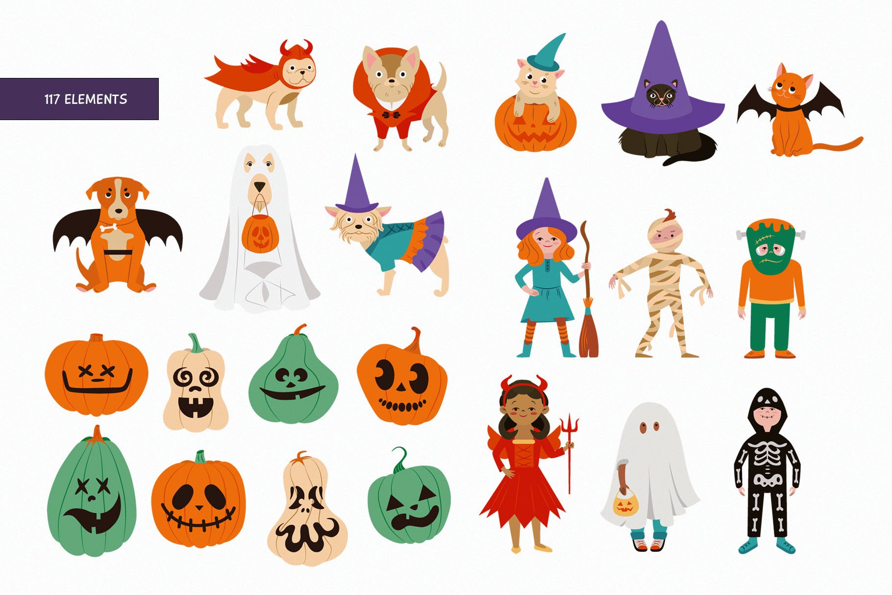 Halloween vector clipart collection preview image.