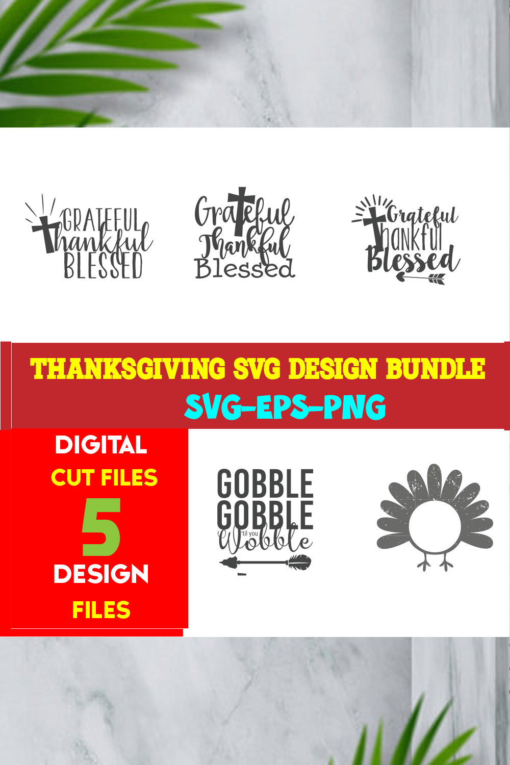 Thanksgiving T-shirt Design Bundle Volume-03 pinterest preview image.