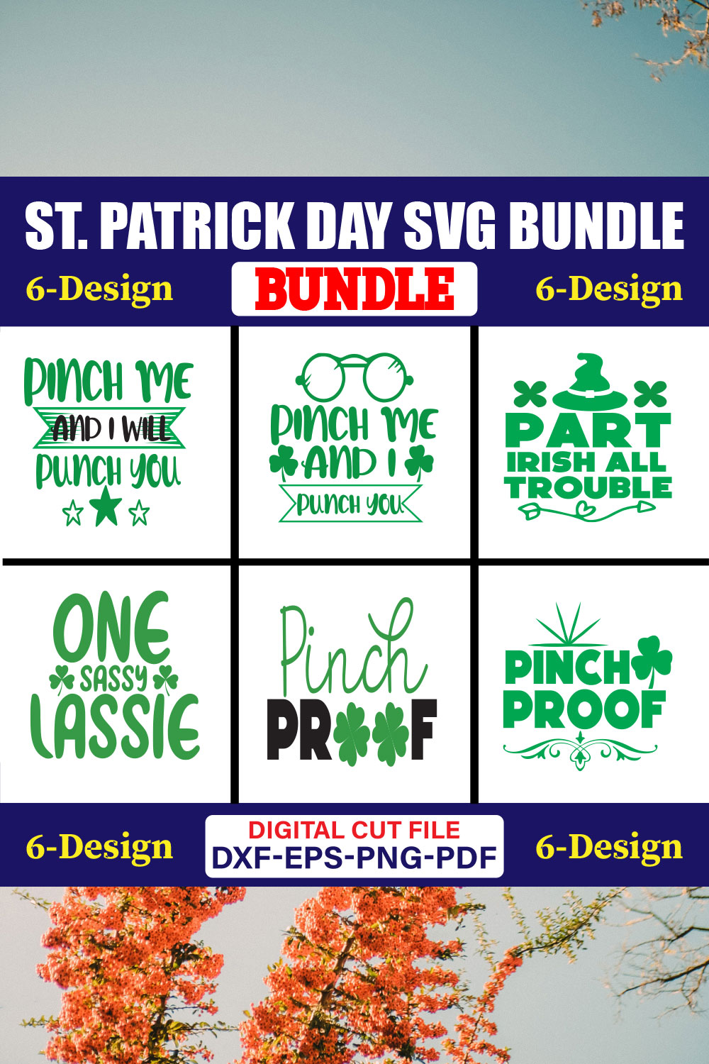 St Patrick Day SVG T-shirt Design Bundle Vol-29 pinterest preview image.