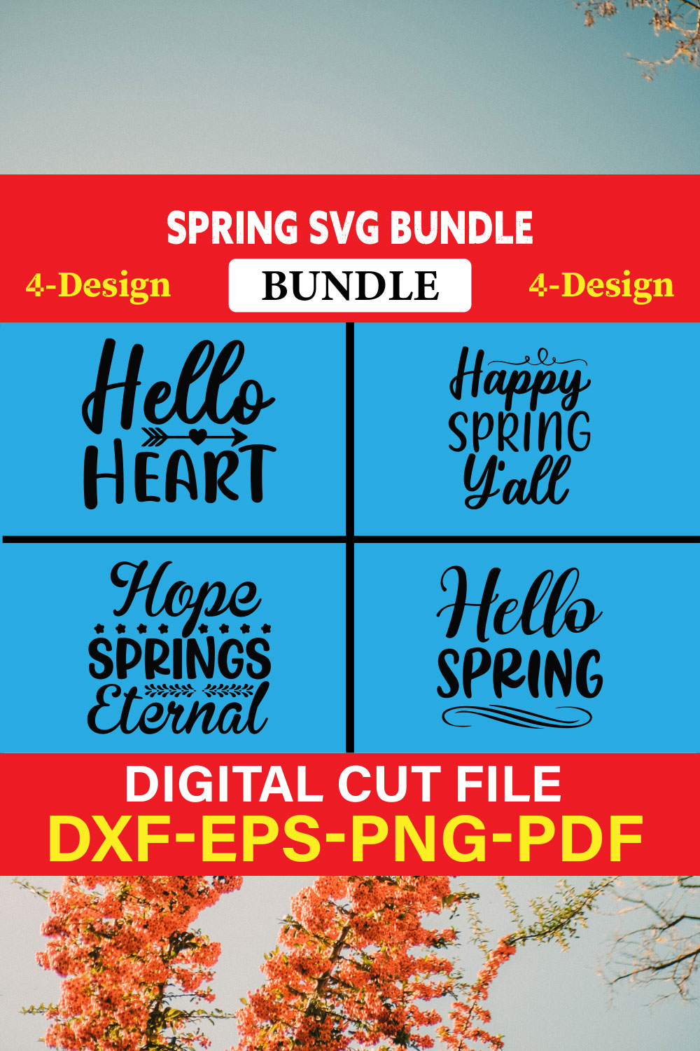 Spring T-shirt Design Bundle Vol-2 pinterest preview image.