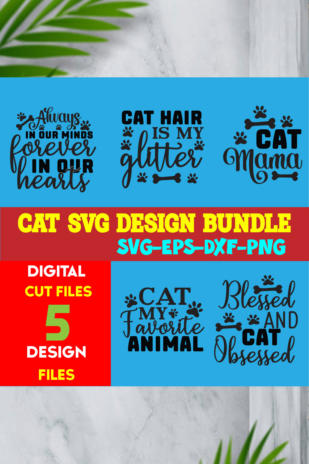 Cat T-shirt Design Bundle Volume-09 pinterest preview image.