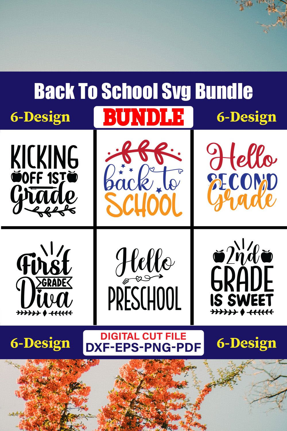 Back To School T-shirt Design Bundle Vol-42 pinterest preview image.