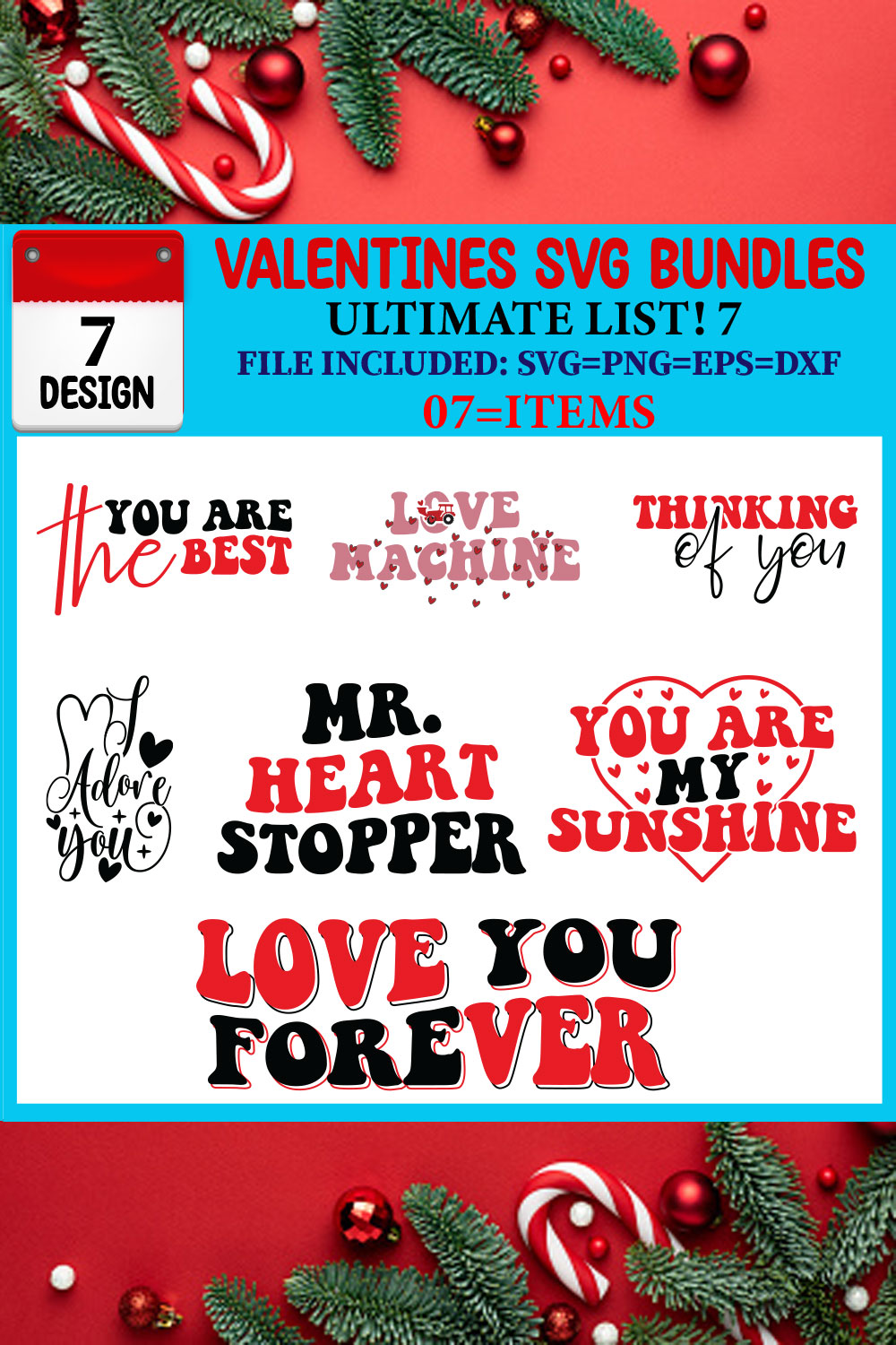 Valentines SVG 07 T-shirt Design Bundle pinterest preview image.