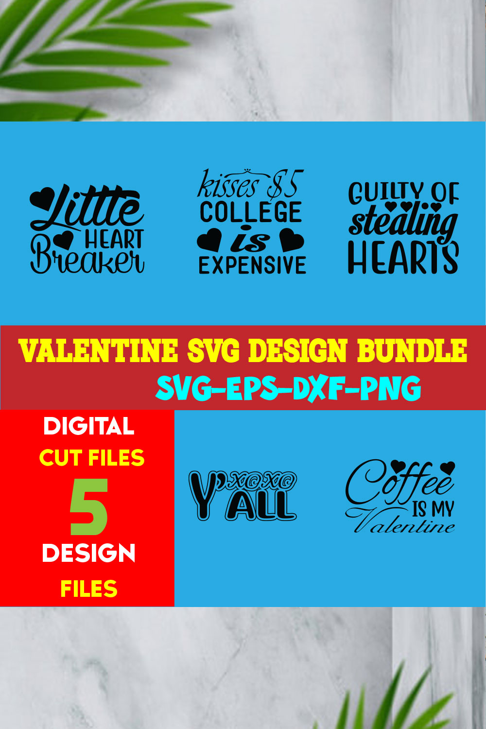 Valentine T-shirt Design Bundle Volume-04 pinterest preview image.