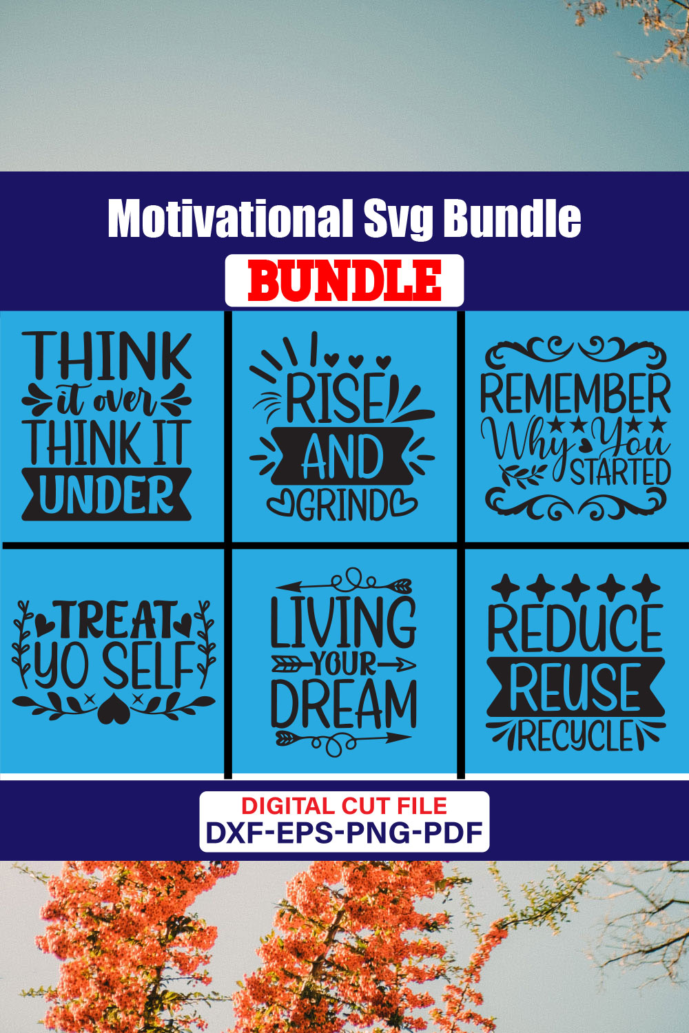 Motivational SVG T-shirt Design Bundle Vol-18 pinterest preview image.