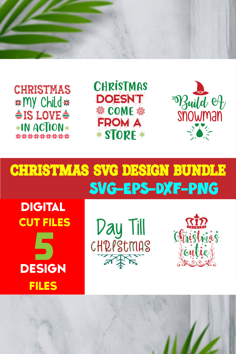 Christmas T-shirt Design Bundle Volume-48 pinterest preview image.