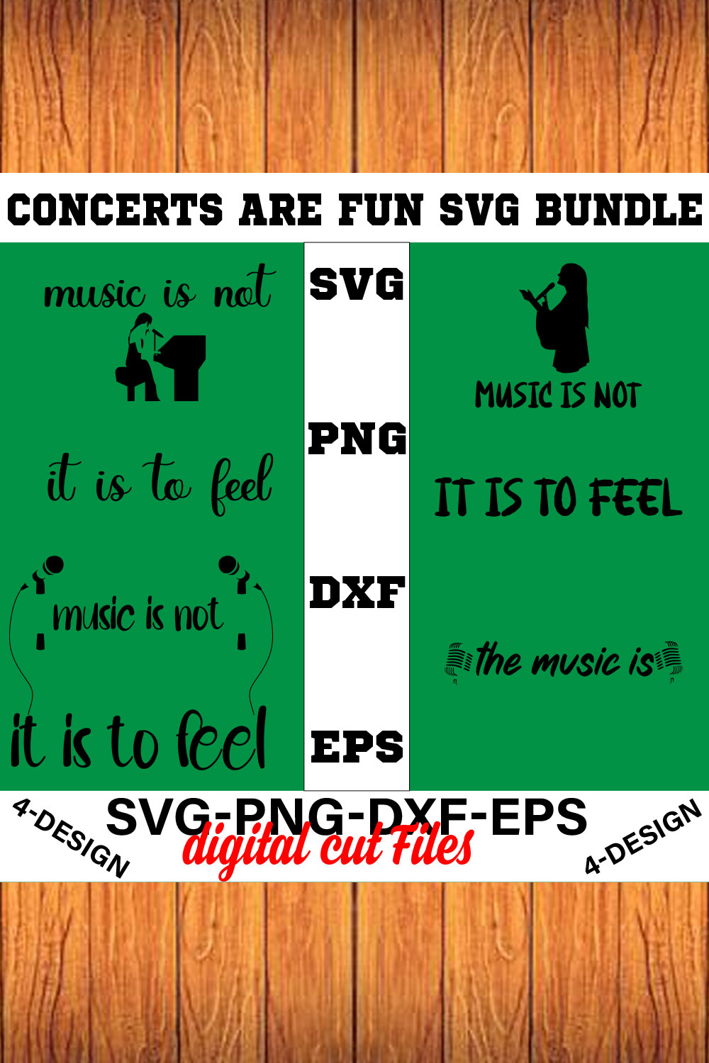 Concerts are Fun SVG T-shirt Design Bundle Volume-05 pinterest preview image.