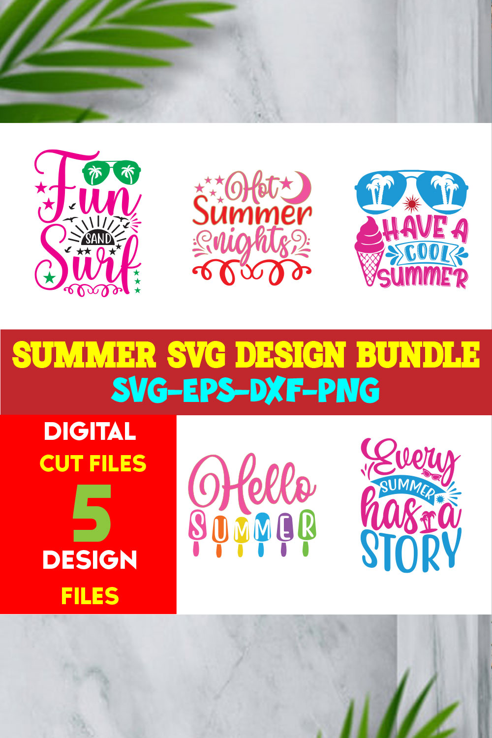 Summer T-shirt Design Bundle Volume -05 pinterest preview image.