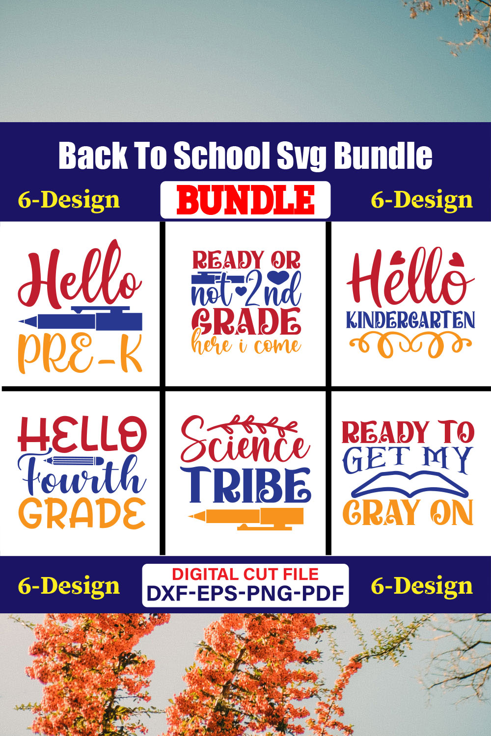 Back To School T-shirt Design Bundle Vol-39 pinterest preview image.