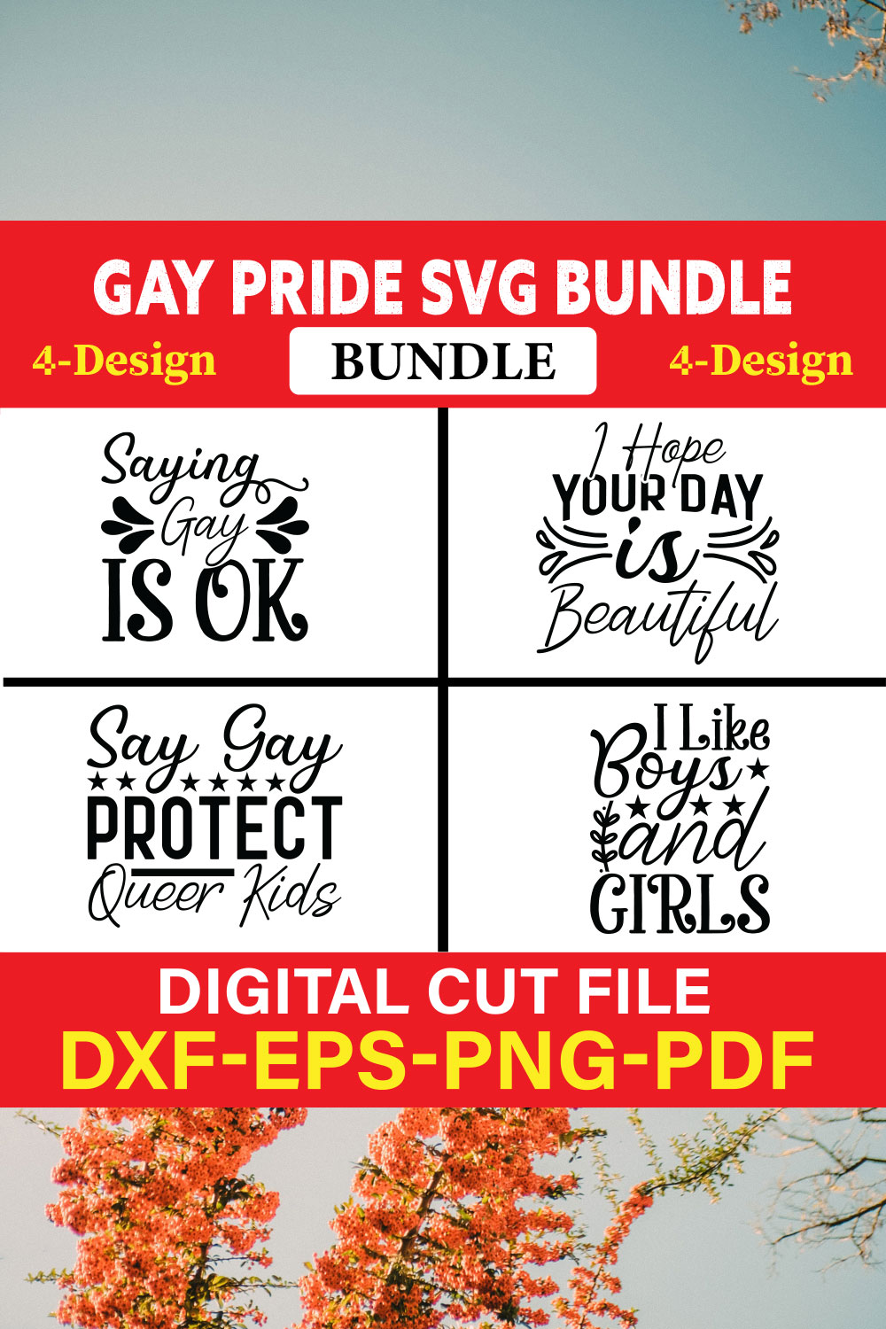 Gay Pride T-shirt Design Bundle Vol-2 pinterest preview image.