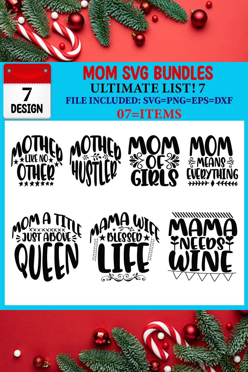 Mom SVG 07 T-shirt Design Bundle pinterest preview image.