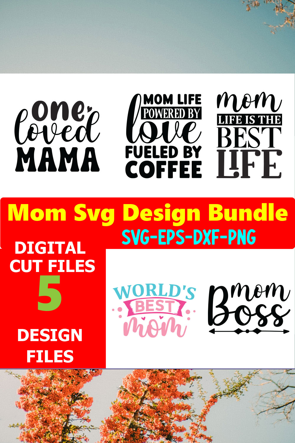 Mom SVG T-shirt Design Bundle Volume-03 pinterest preview image.