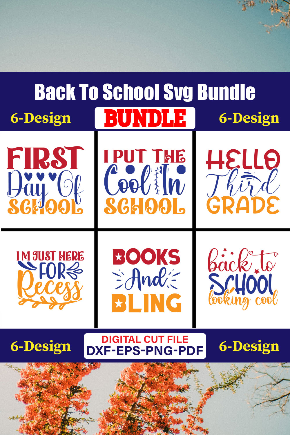 Back To School T-shirt Design Bundle Vol-41 pinterest preview image.