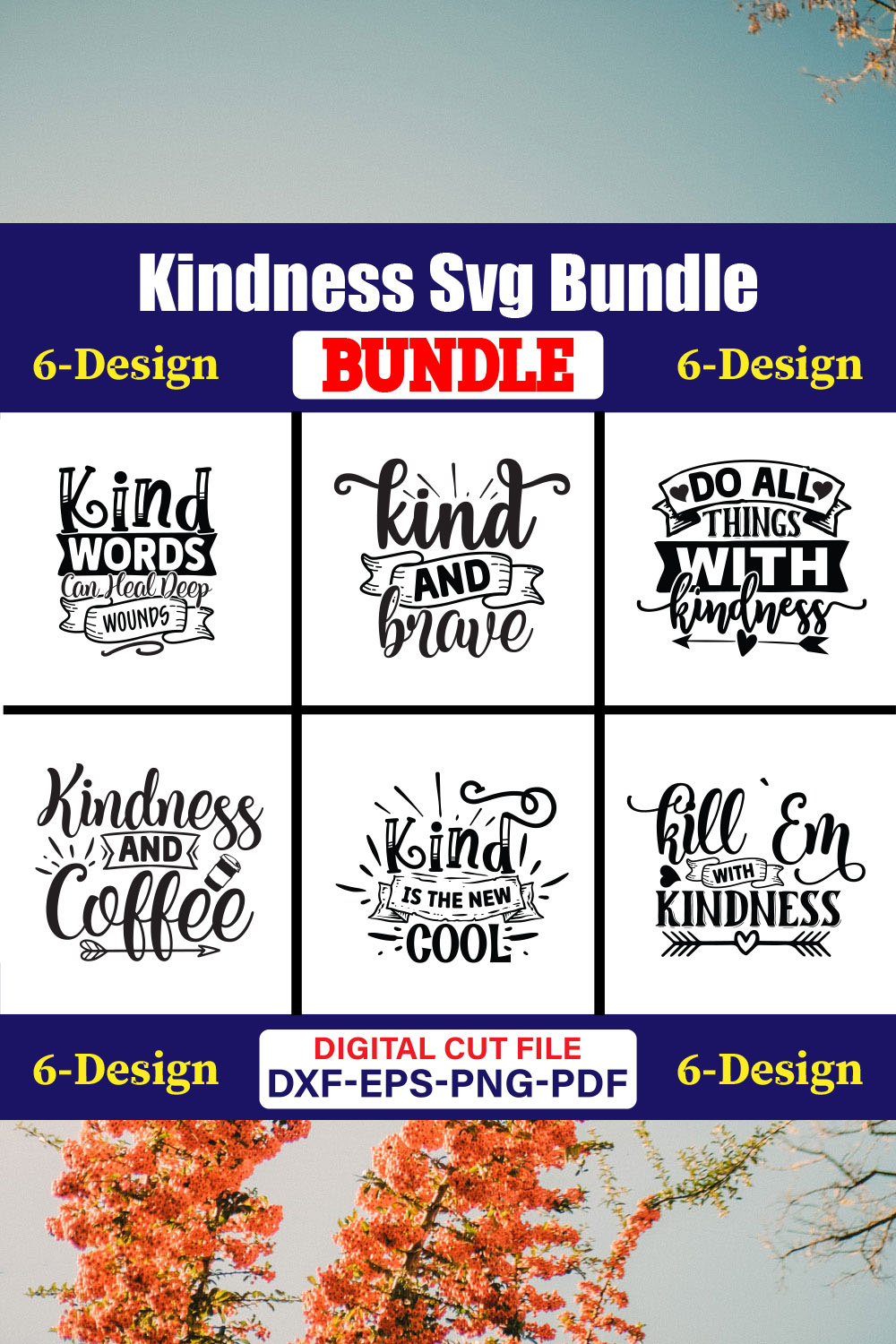 Kindness T-shirt Design Bundle Vol-6 pinterest preview image.