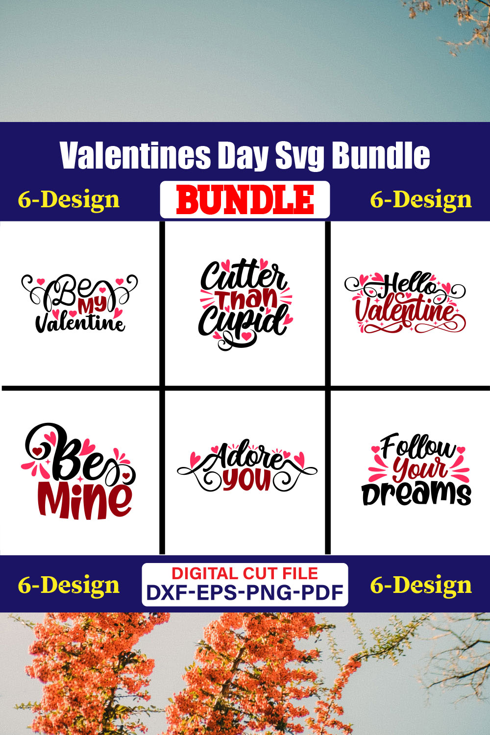 Valentines Day T-shirt Design Bundle Vol-47 pinterest preview image.