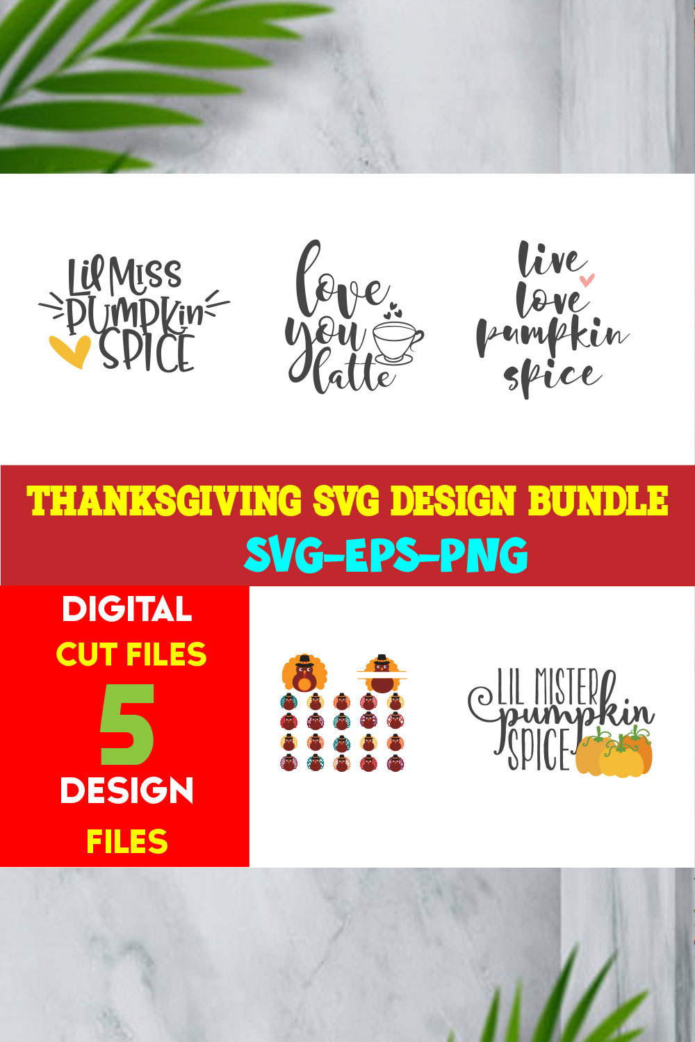 Thanksgiving T-shirt Design Bundle Volume-06 pinterest preview image.