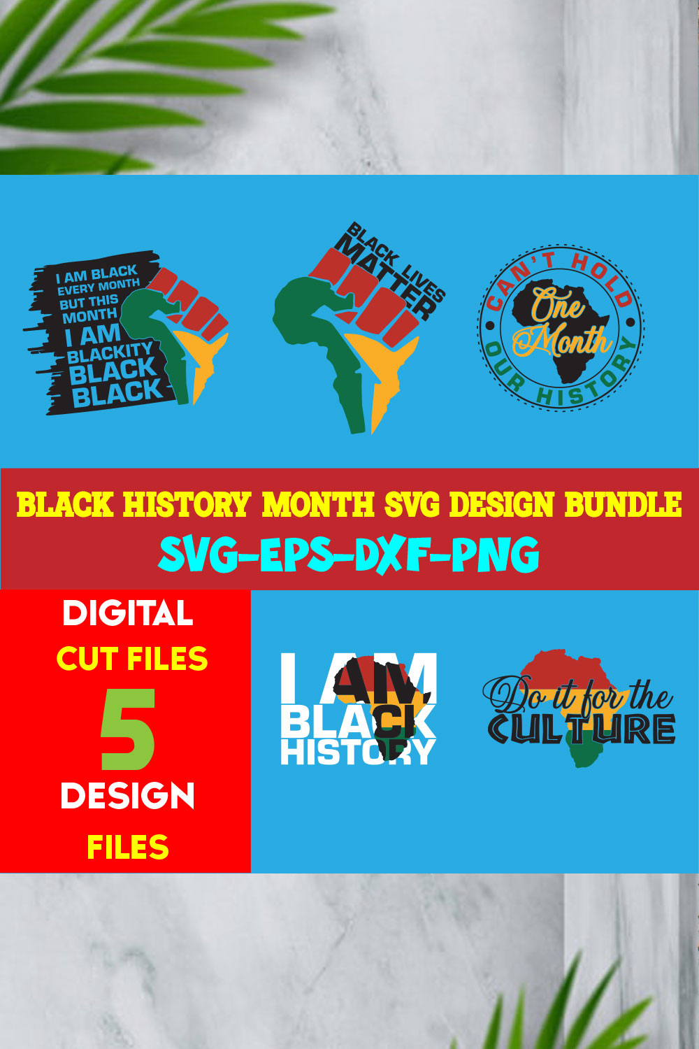 Black History Month T-shirt Design Bundle Volume-05 pinterest preview image.