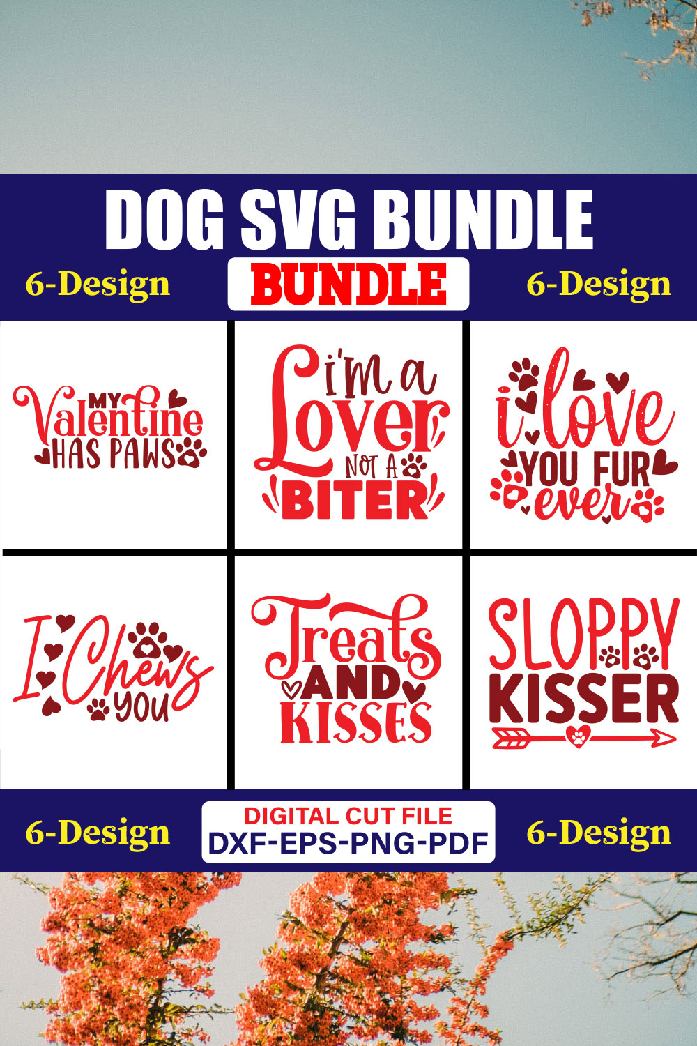 Dog SVG T-shirt Design Bundle Vol-19 pinterest preview image.