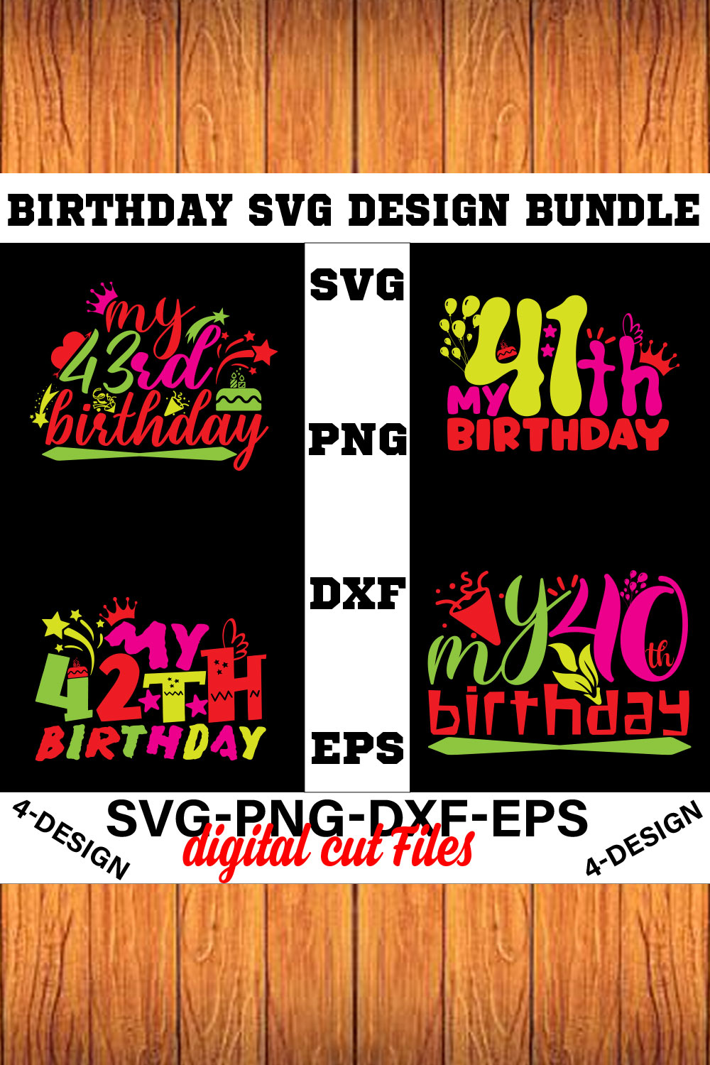 birthday svg design bundle Happy birthday svg bundle hand lettered birthday svg birthday party svg Volume-11 pinterest preview image.