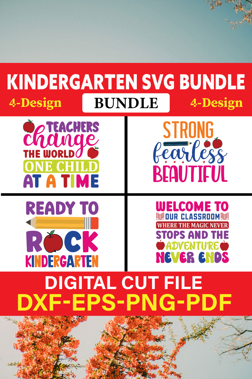 Kindergarten T-shirt Design Bundle Vol-10 pinterest preview image.