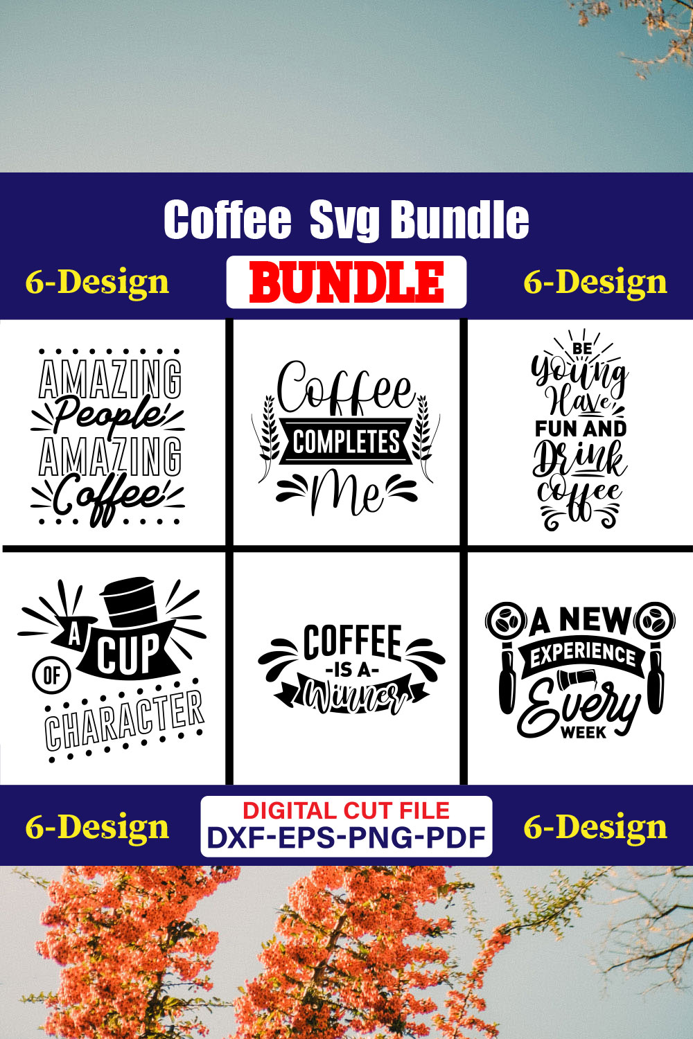 Coffee T-shirt Design Bundle Vol-10 pinterest preview image.