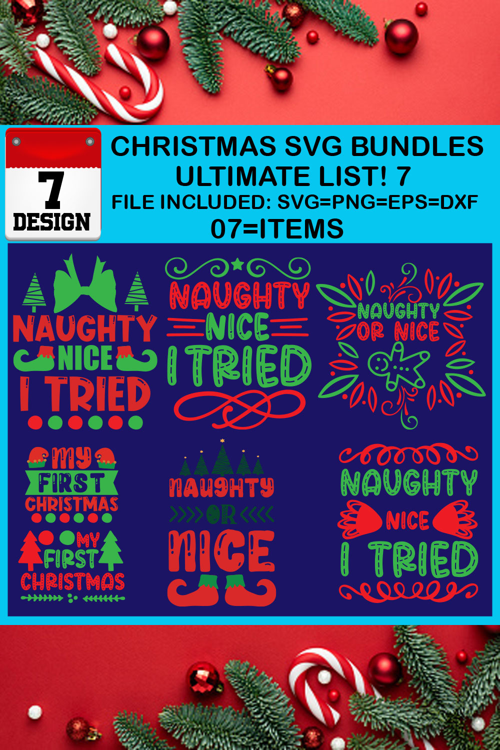 Free Ultimate List! 7 Christmas SVG Bundles pinterest preview image.