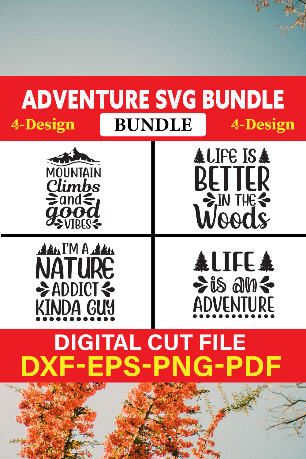 Adventure T-shirt Design Bundle Vol-3 pinterest preview image.
