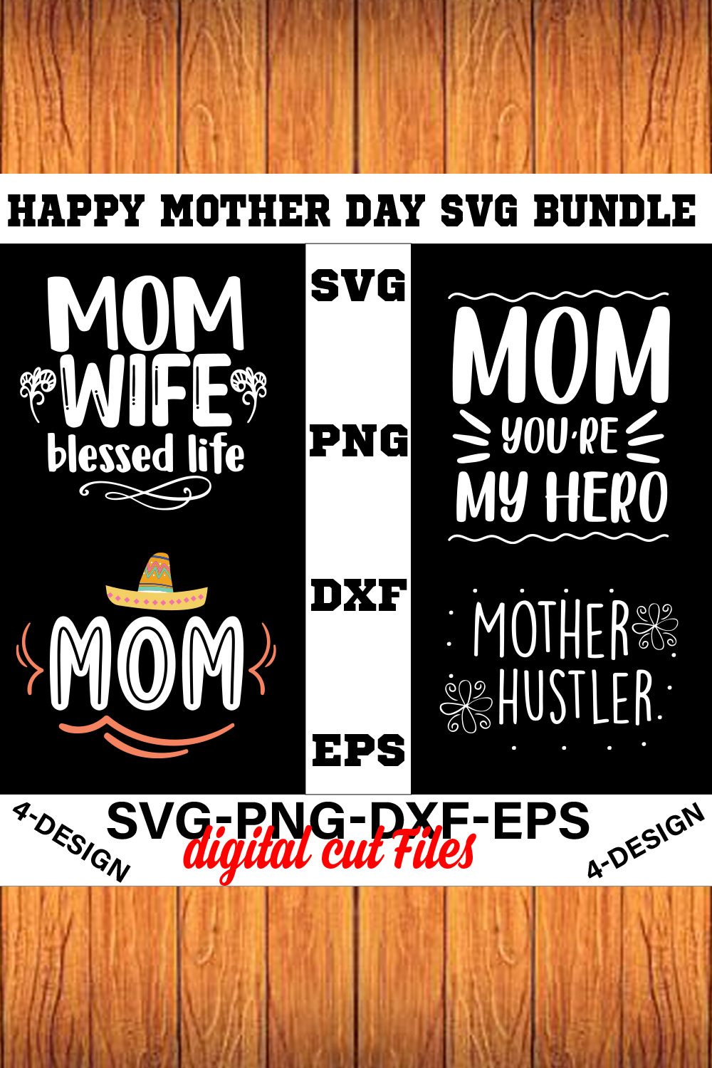 Happy mother day svg Bundle Vol-7 pinterest preview image.