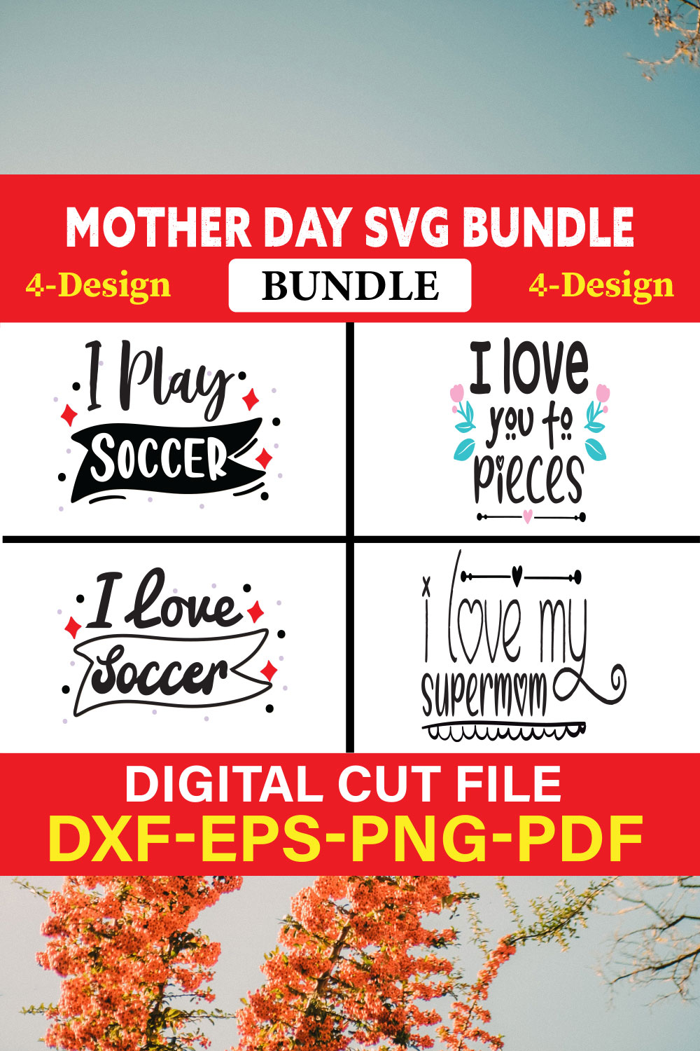 Mothers Day T-shirt Design Bundle Vol-39 pinterest preview image.