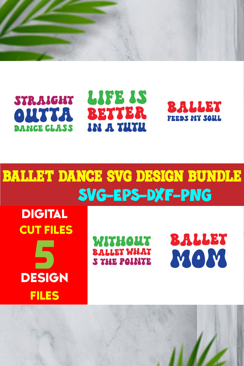 Ballet Dance T-shirt Design Bundle Volume -01 pinterest preview image.