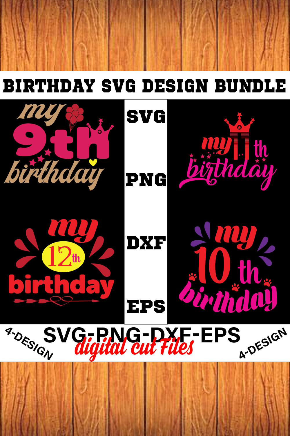birthday svg design bundle Happy birthday svg bundle hand lettered birthday svg birthday party svg Volume-19 pinterest preview image.