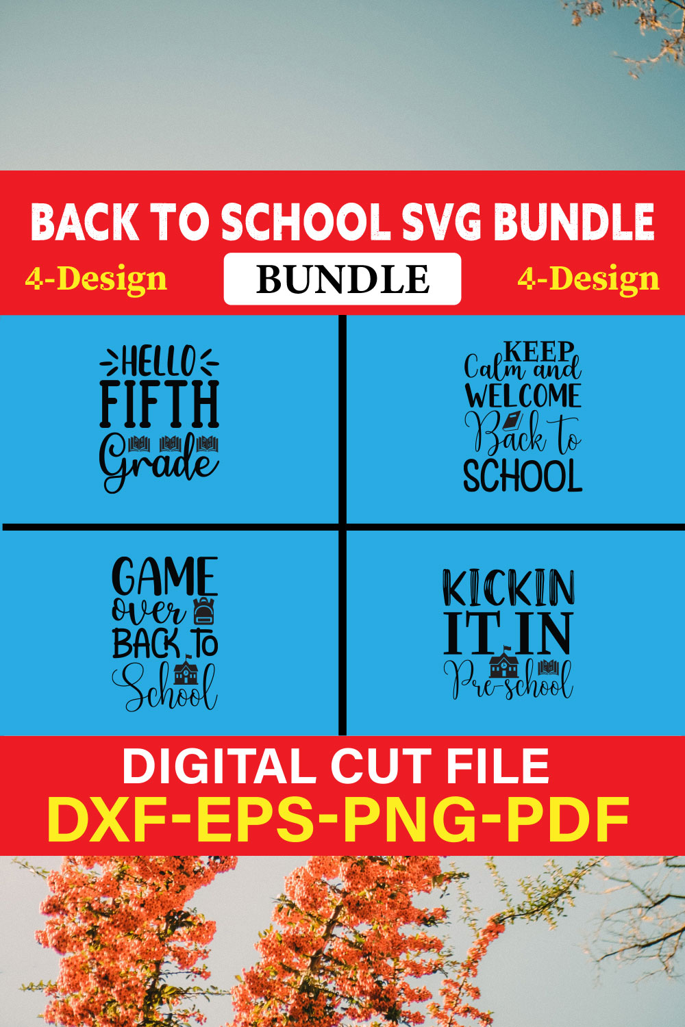 Back To School T-shirt Design Bundle Vol-8 pinterest preview image.