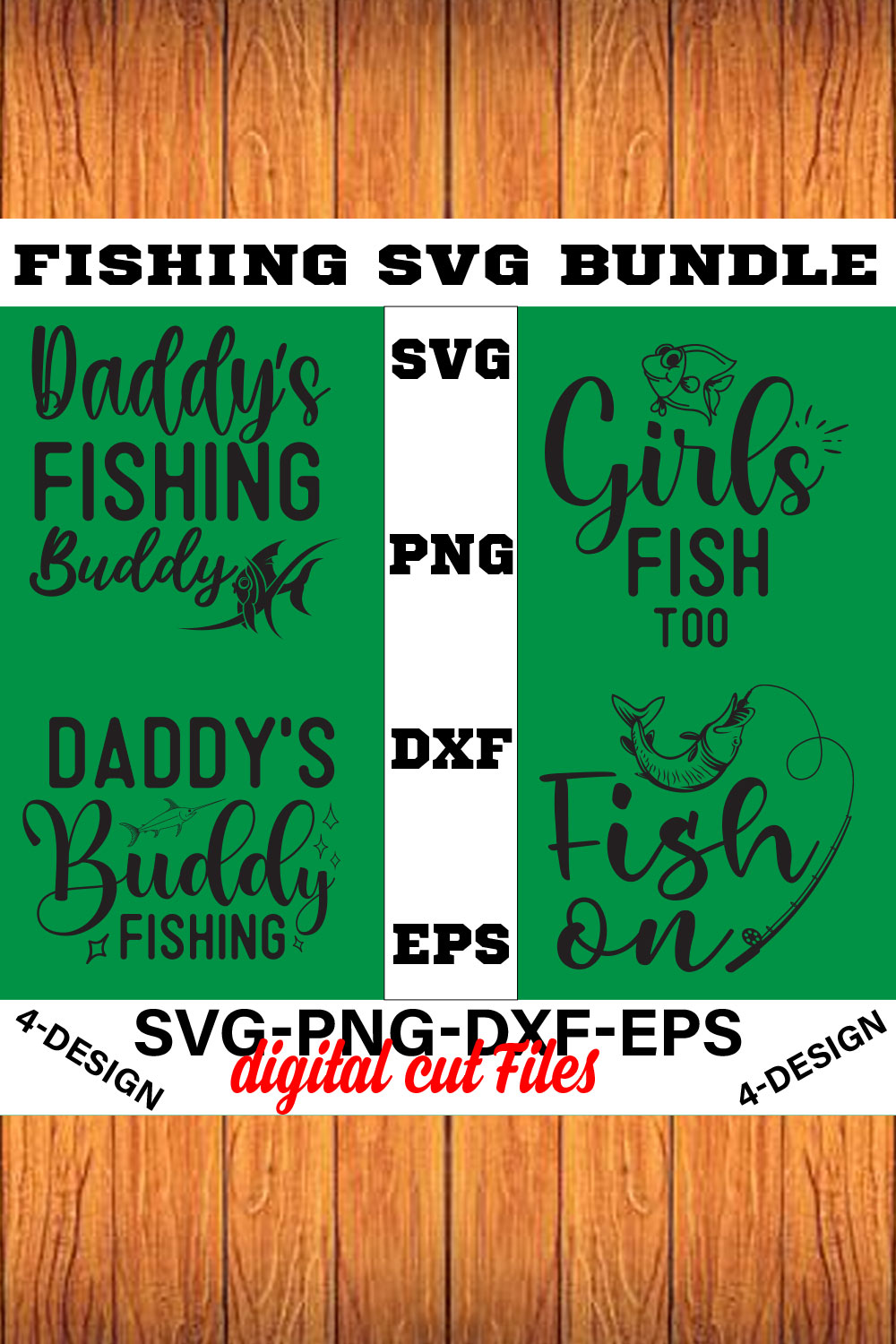 Fishing Design Bundle PNG ONLY, SVG bundle, Fishing svg, Fishing life Volume-01 pinterest preview image.