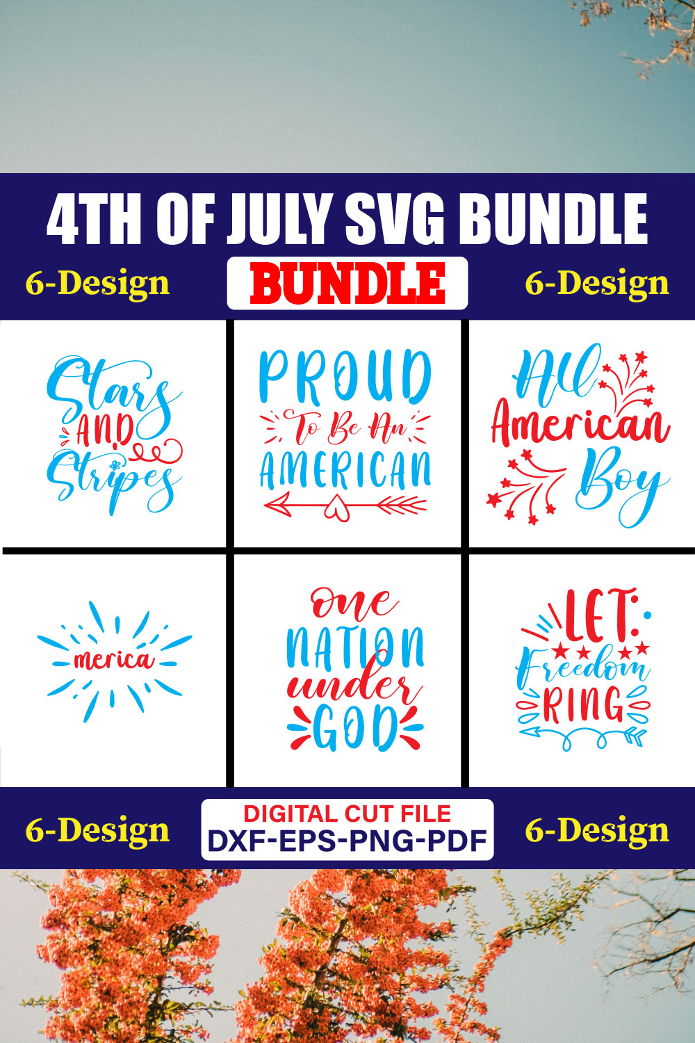 4th Of July SVG T-shirt Design Bundle Vol-18 pinterest preview image.