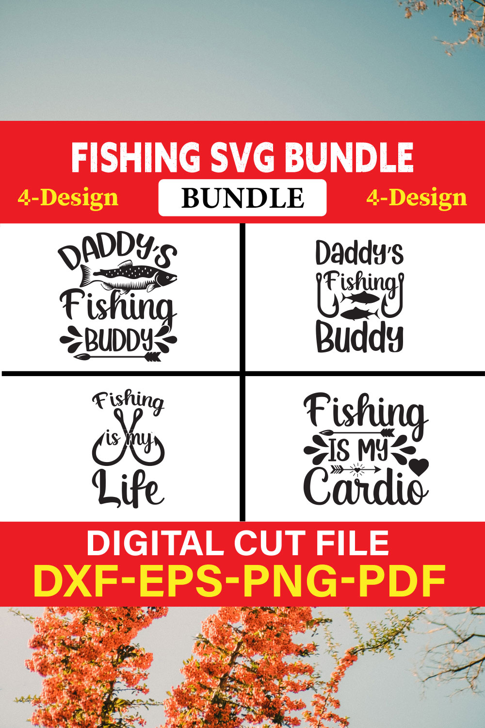 Fishing T-shirt Design Bundle Vol-11 pinterest preview image.