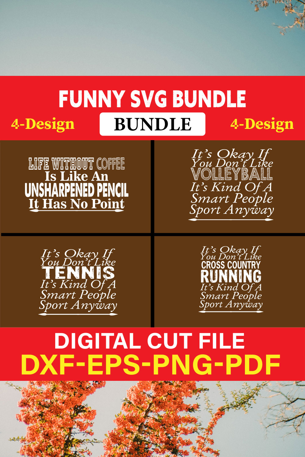 Funny SVG T-shirt Design Bundle Vol-15 pinterest preview image.