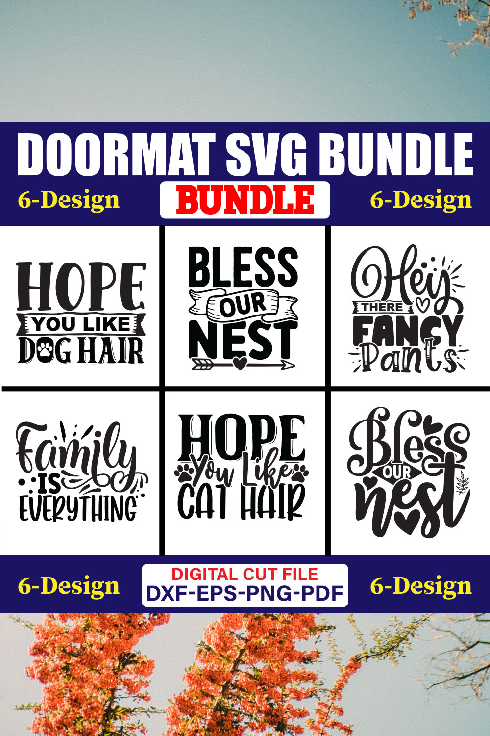Doormat SVG T-shirt Design Bundle Vol-01 pinterest preview image.